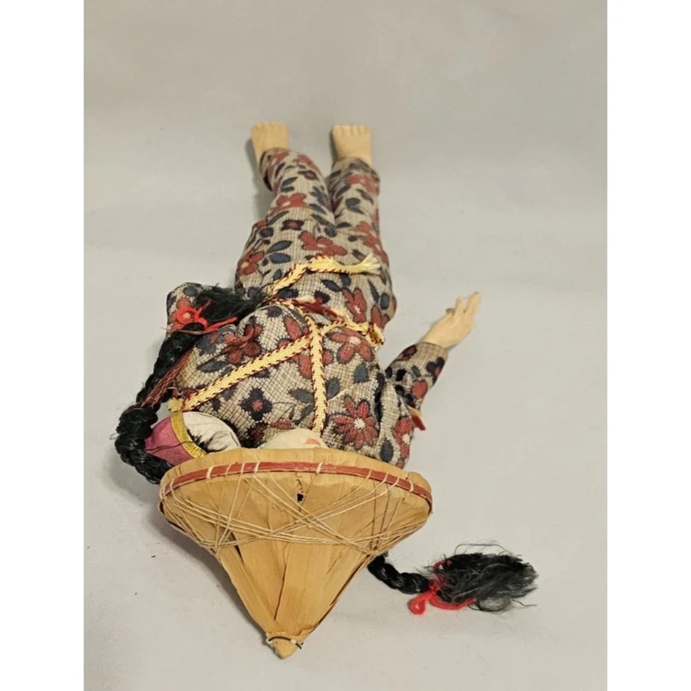 Vintage Nylon Doll, Asian Woman in Traditional Dress with Baby, 13